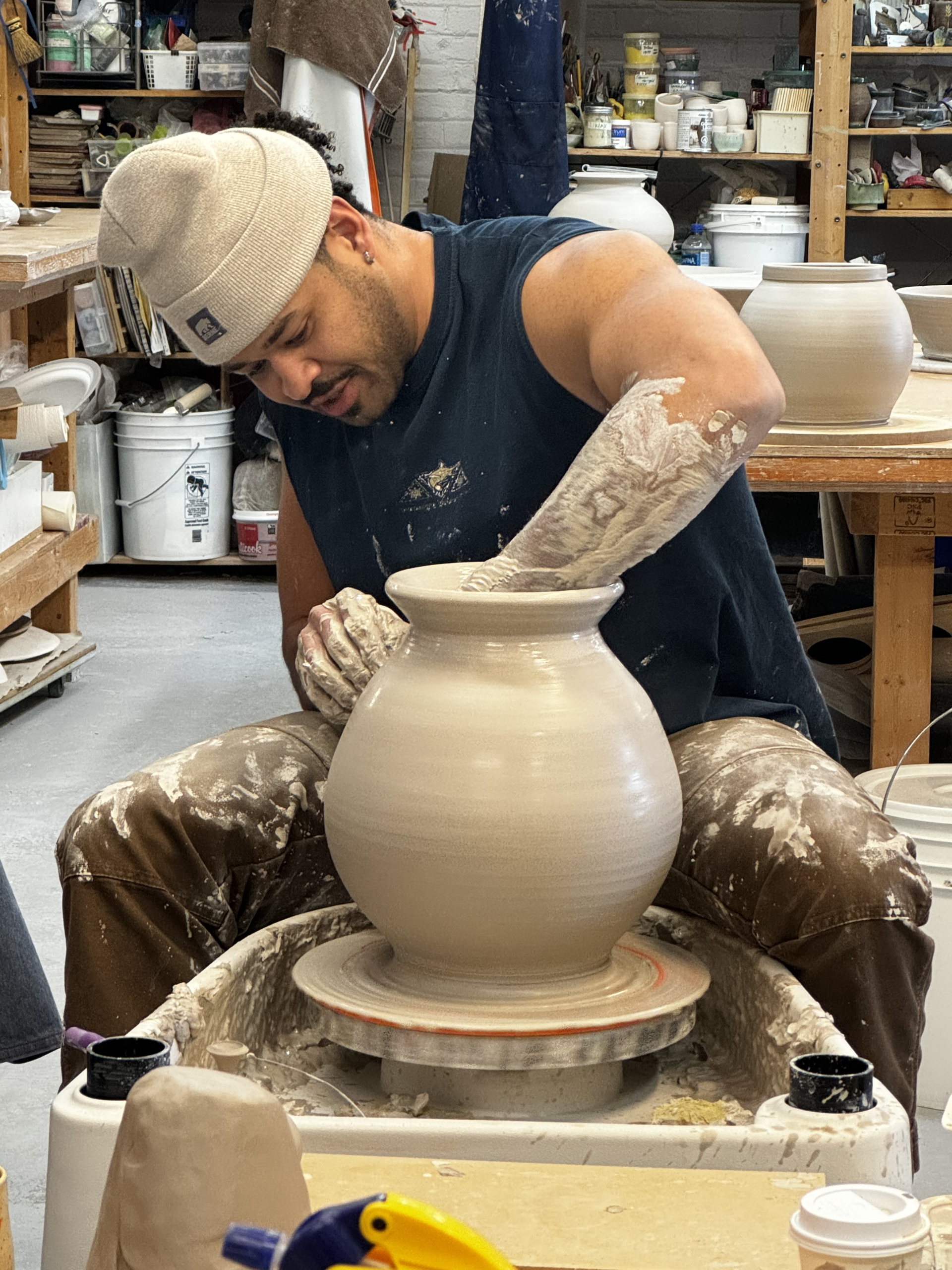 The Guild offers a variety of hands-on workshops including throwing large with Kiefer Floreal- March 2025.