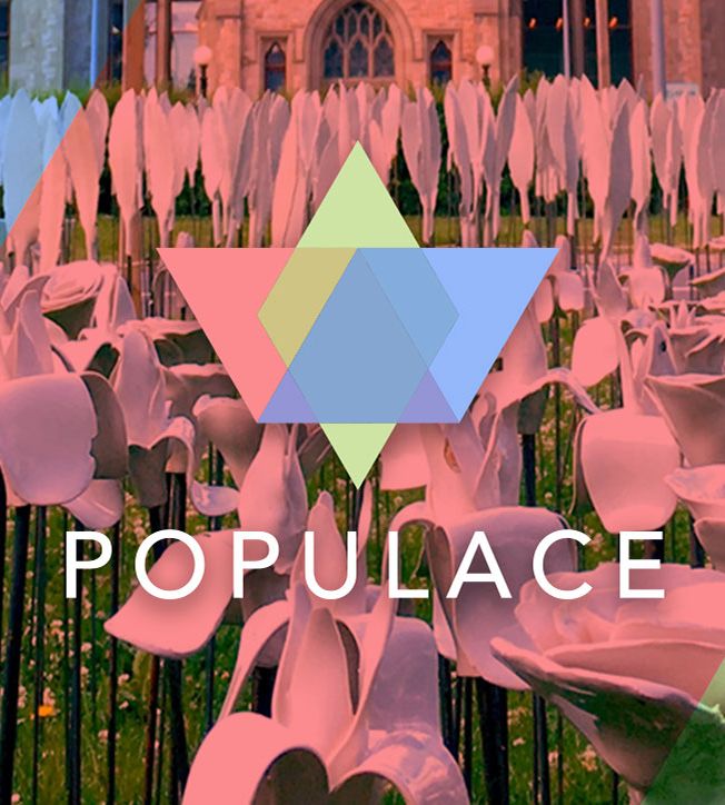 Populace was a significant outdoor, ceramic art installation. It recognized the people who lived in the Ottawa area at the time of Confederation by creating thousands of ceramic feathers, roses and fleurs de lys, recognizing the Indigenous peoples, the English and the French